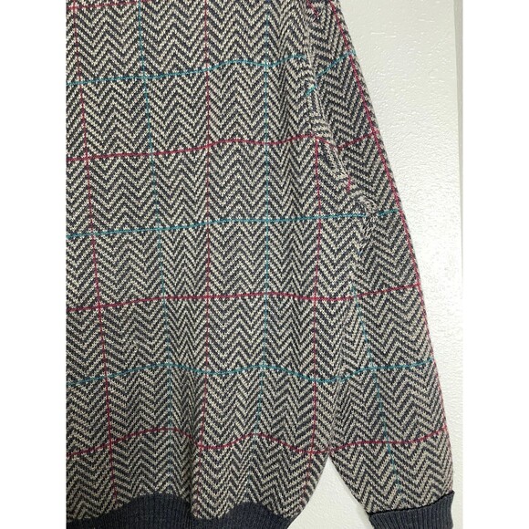Vintage Preswick & Moore 100% Wool Sweater L – Retro Herringbone Check Knit, Y2K - Picture 5 of 6